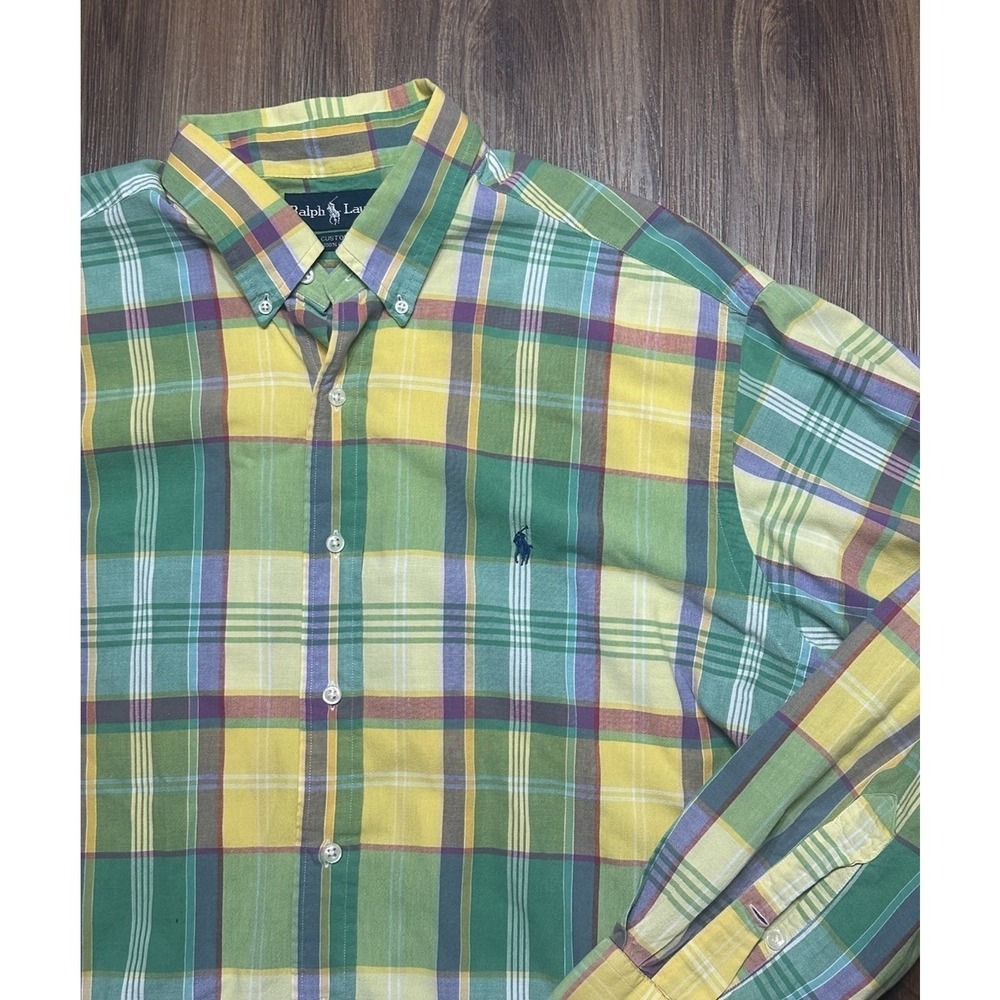 Polo Ralph Lauren Custom Fit Long Sleeve Plaid Button Up Shirt Men's Sz XL